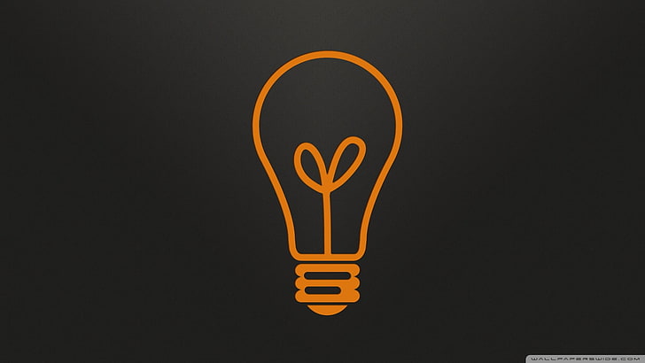 light bulb logo, minimalism, studio shot, indoors, illuminated, HD wallpaper