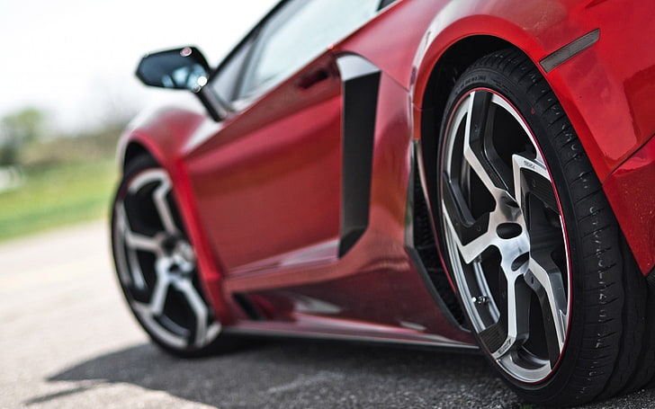 red sports coupe, Lamborghini, car, transportation, motor vehicle