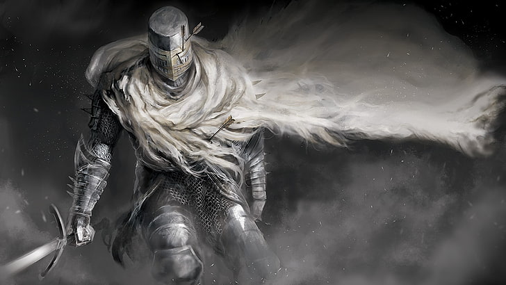 cape, Heide Knight, video games, Dark Souls II, artwork, sword