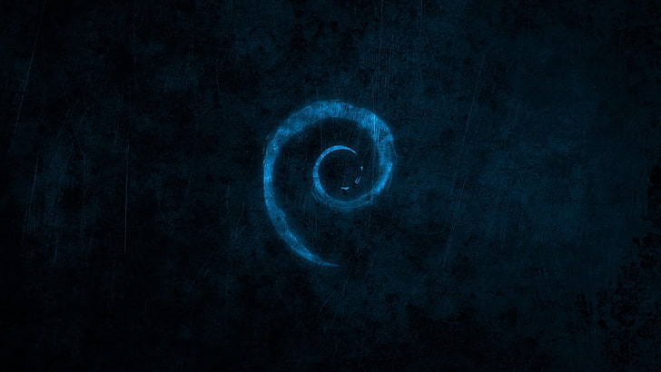 Linux, Debian, Brand, Logo, Spiral, blue, space, astronomy, HD wallpaper
