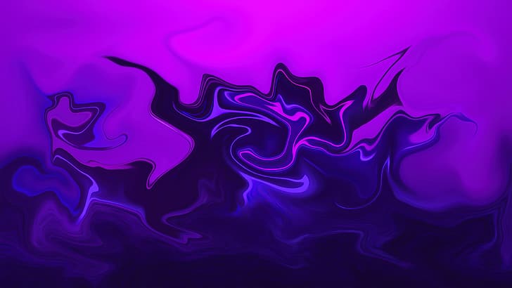 abstract, fluid, liquid, artwork, ArtStation, shapes, purple background, HD wallpaper