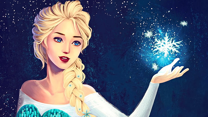 Elsa from Frozen, anime, young adult, beautiful woman, women
