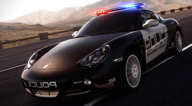 Need For Speed Hot Pursuit Porsche Police Car, black Porsche police car