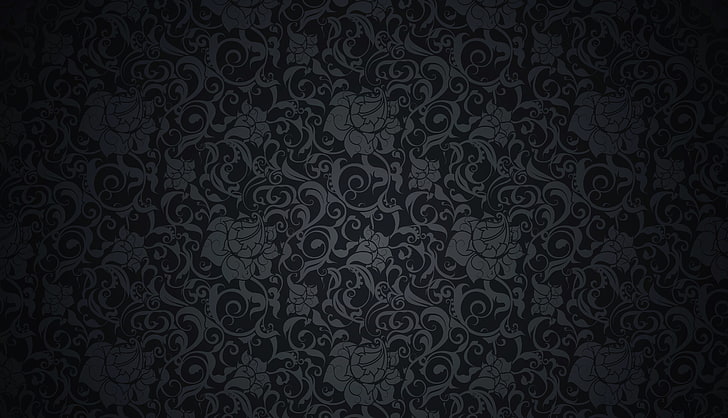 HD wallpaper: black and gray flower wallpaper, retro, pattern, vector, dark  | Wallpaper Flare