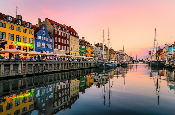 Nyhavn harbour in Copenhagen, best, HD wallpaper
