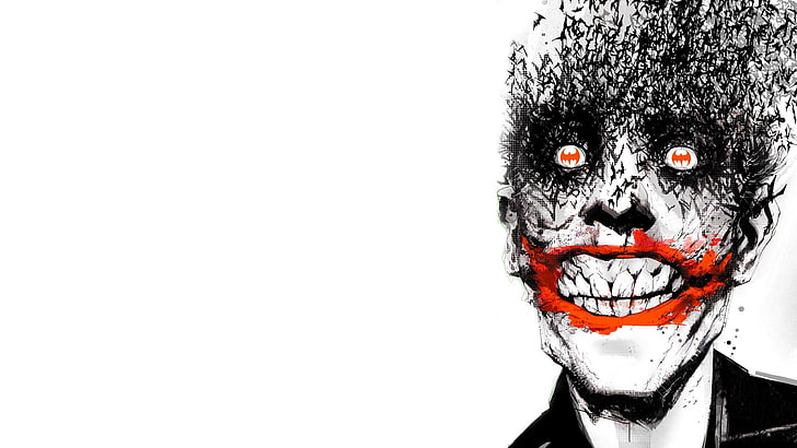 The Joker digital wallpaper, Batman, comic art, white background, HD wallpaper
