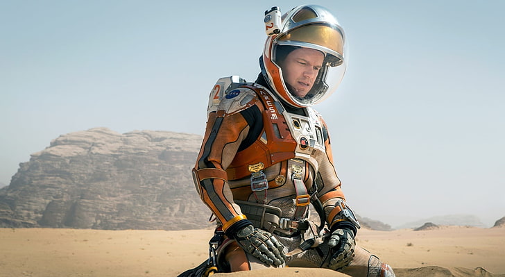 The Martian, Matt Damon, Movies, Other Movies, helmet, one person, HD wallpaper