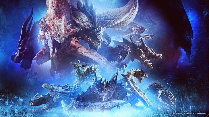 video games, digital art, Monster Hunter: World, dragon, creature