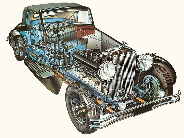 1931, coupe, cutaway, engine, hispano, interior, j12, luxury