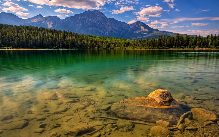 mountains, lake, Canada, nature, landscape, water, scenics - nature, HD wallpaper