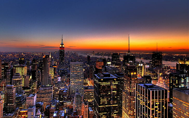 New York City, Cityscapes, world, night, HD wallpaper