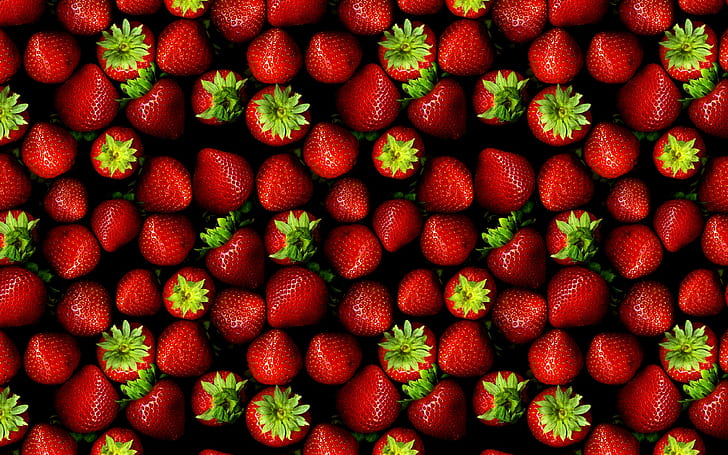 strawberries, fruit, red, food