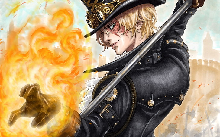 One Piece's Sabo, one person, real people, orange color, portrait, HD wallpaper