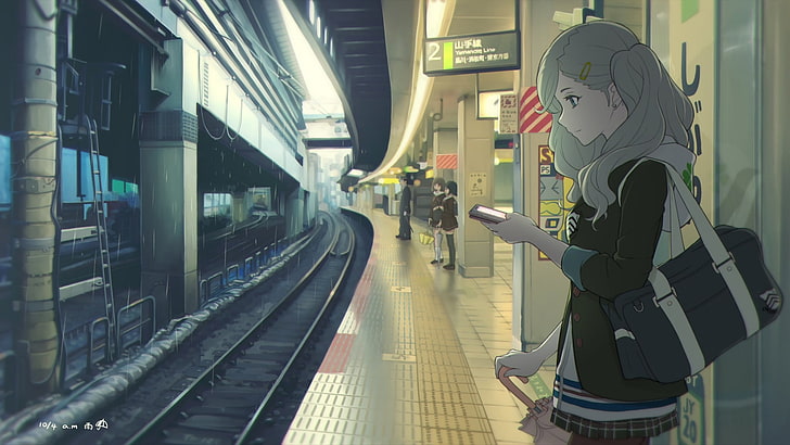 persona 5, takamaki anne, train station, raining, anime games, HD wallpaper