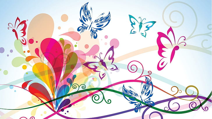 Loving Butterflies, swish, bright, butterfly, pink, vector, abstract, HD wallpaper