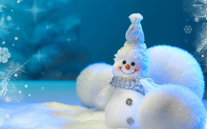 Snowman, Cute, Small, Holidays, Snow, Winter, Celebration, HD wallpaper