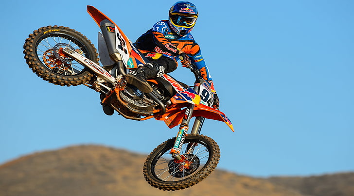 Motocross Whip, red dirt bike, Motorcycle Racing, extreme sports, HD wallpaper