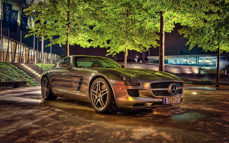 grey Mercedes-Benz coupe, vehicle, Mercedes-Benz SLR, mode of transportation, HD wallpaper