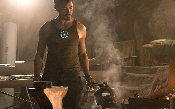 Iron Man, Robert Downey Jr., Tony Stark, smoke - physical structure, HD wallpaper