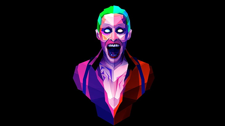 multicolored illustration of man's portrait, Joker, minimalism