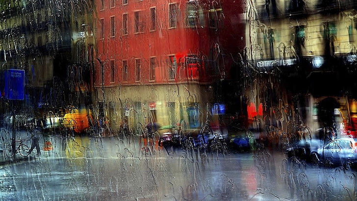 street, photography, blurred, weather, rainy weather, rainy day, HD wallpaper