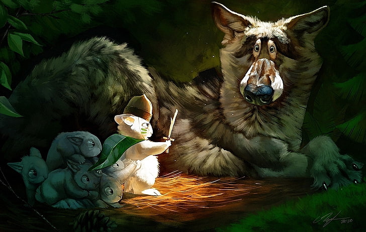 HD wallpaper: cat and rabbits cartoon character, wolf, fright, animal, pets  | Wallpaper Flare