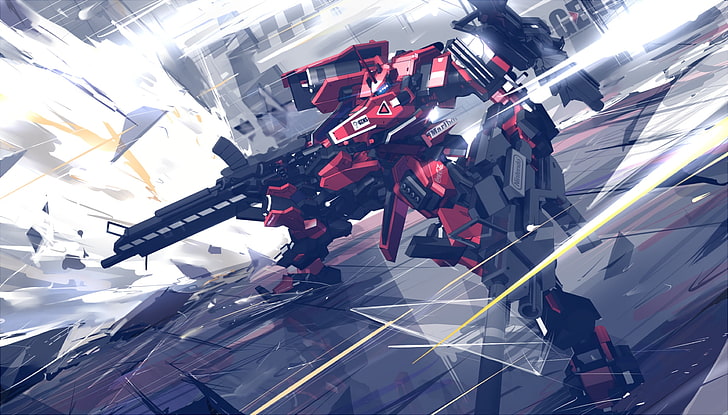 red and black Gundam wallpaper, mech, digital art, Armored Core, HD wallpaper