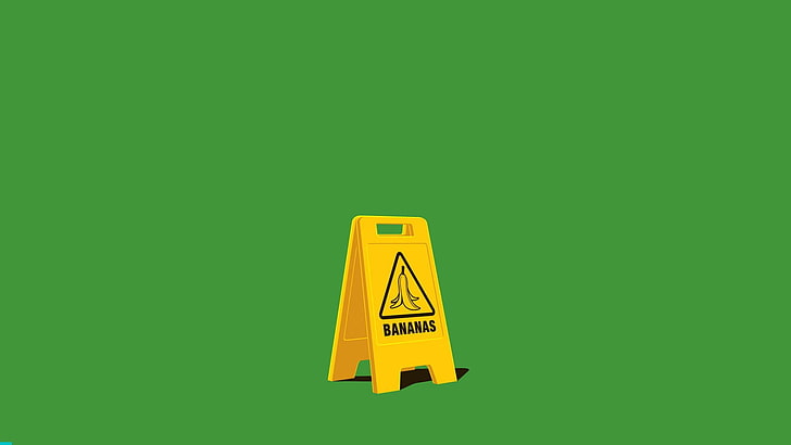 yellow and black plastic warning signage, digital art, simple background, HD wallpaper
