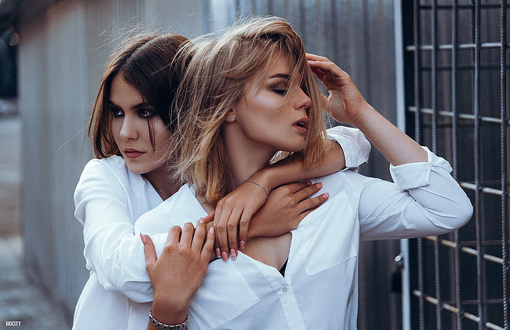 Pasha Karpenko, two women, model, young adult, emotion, young women, HD wallpaper