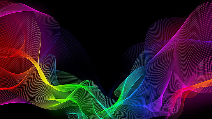 abstract, lines, colorful, multi colored, pattern, black background