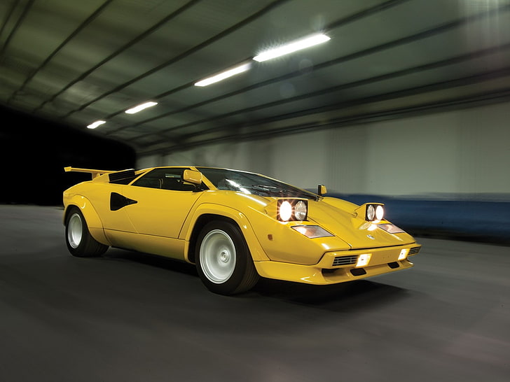Lamborghini Countach, classic car, yellow cars, mode of transportation