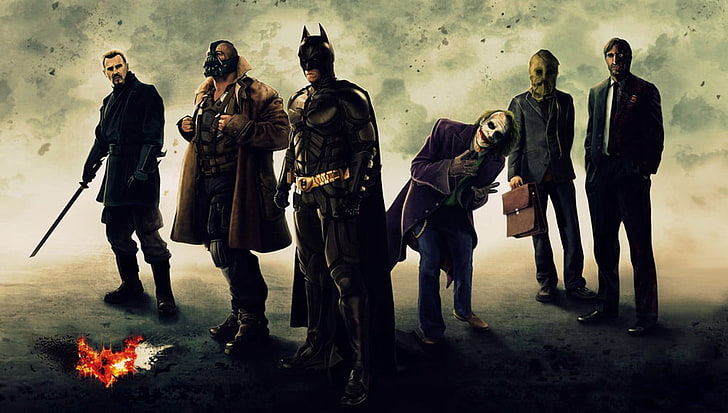 DC Batman and Villains digital wallpaper, Bane, Joker, Heath Ledger, HD wallpaper