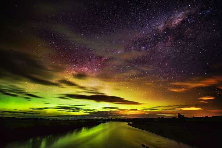 photography of body of water, Southern Lights, New Zealand, Aurora, HD wallpaper
