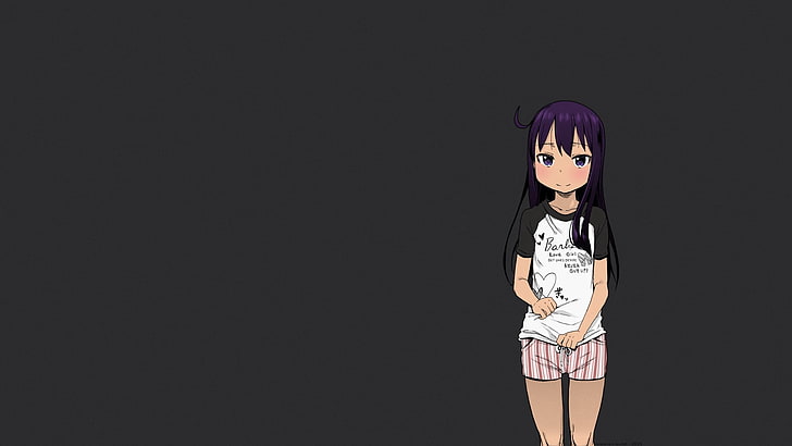 Hd Wallpaper Purple Haired Girl In White And Black Shirt Character Illustration Wallpaper Flare