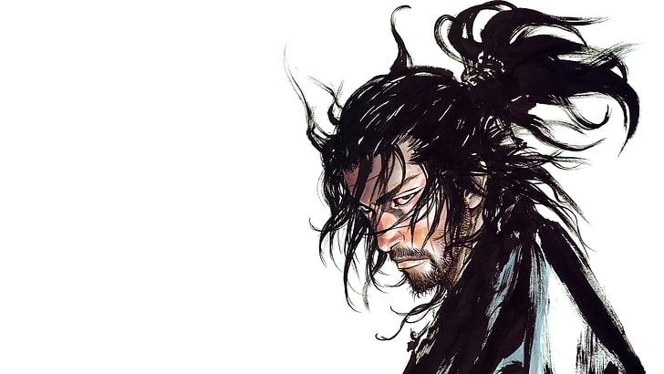 HD wallpaper: man with long hair illustration, musashi, Vagabond, manga,  hairstyle | Wallpaper Flare