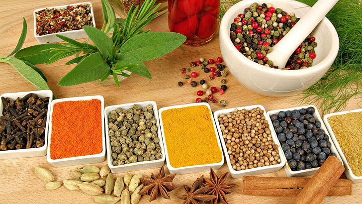 assorted-color herbs, spices, grades, variety, abundance, pepper - Seasoning