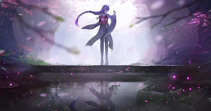 Hình nền : Anime cô gái, Raiden Shogun Genshin Impact, theo chiều dọc,  Genshin Impact, thanh kiếm, Sét đánh, mặt nạ, Con cáo, Cánh hoa, Braided  hair, tóc dài, Kimono, sương giá,