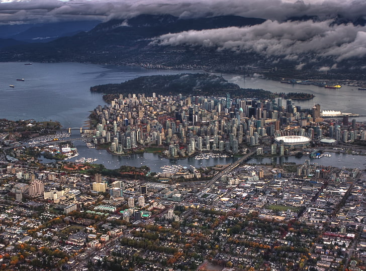 Vancouver Aerial View, gray concrete building lot, Canada, British Columbia