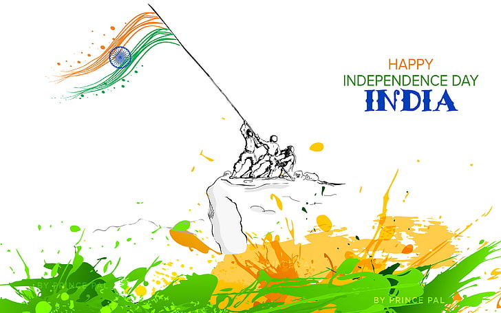 Happy Independence Day India 5K, studio shot, white background