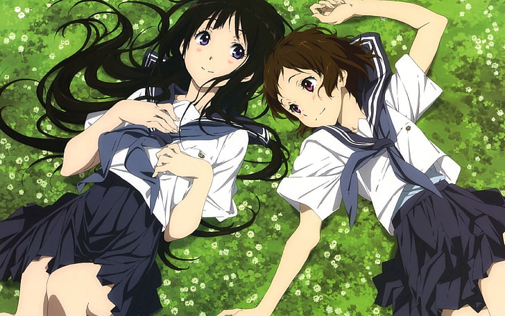anime girls, Hyouka, Chitanda Eru, Ibara Mayaka, school uniform, HD wallpaper