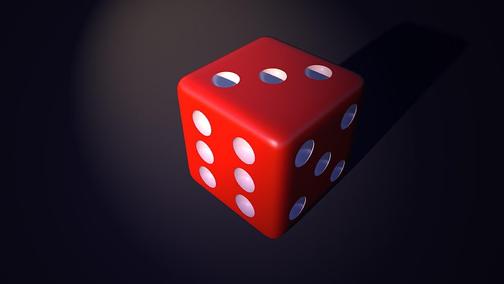 red, cube, 3d, dice, dice game, digital art, luck, leisure games, HD wallpaper