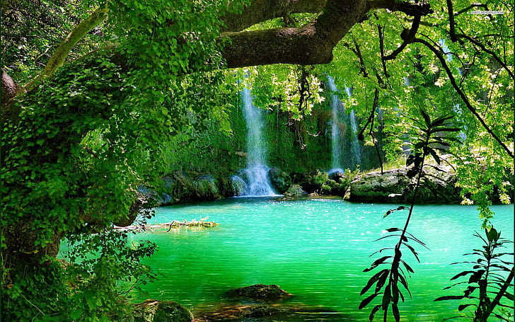 The Kurşunlu Waterfall With Turquoise Green Water Forest Tree 19 Km From Antalya Turkey Hd Wallpaper For Desktop 1920×1200
