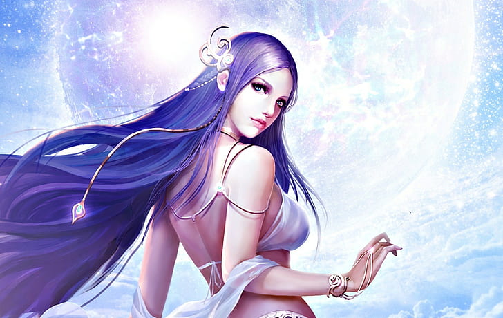HD wallpaper: women fantasy art long hair purple hair league of angels |  Wallpaper Flare