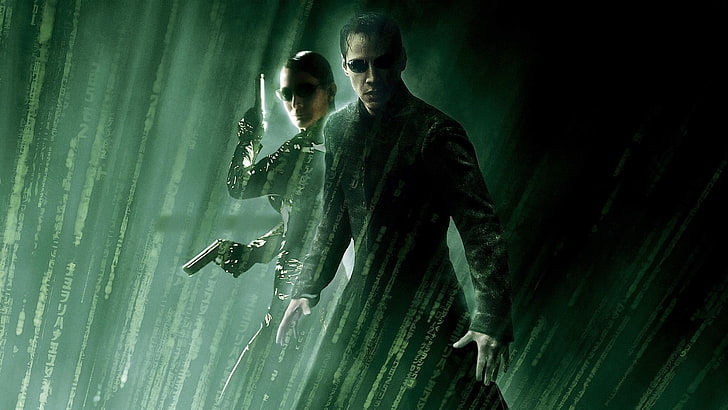 Carrie Anne Moss, Keanu Reeves, movies, Neo, The Matrix, The Matrix Revolutions, HD wallpaper