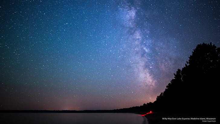 Milky Way Over Lake Superior, Madeline Island, Wisconsin, Nature, HD wallpaper