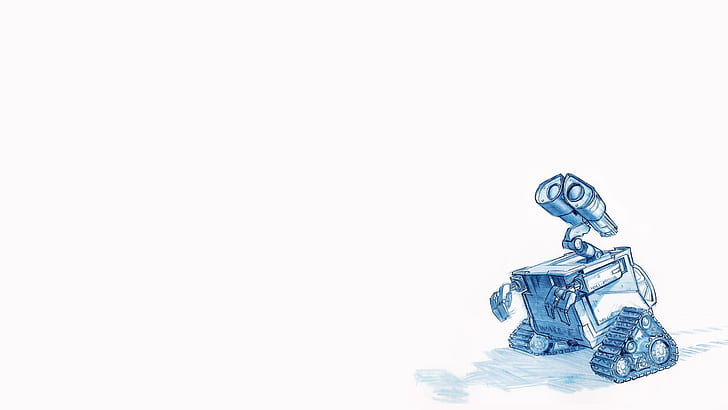Wall-E Robot Drawing White HD, robot drawing, digital/artwork
