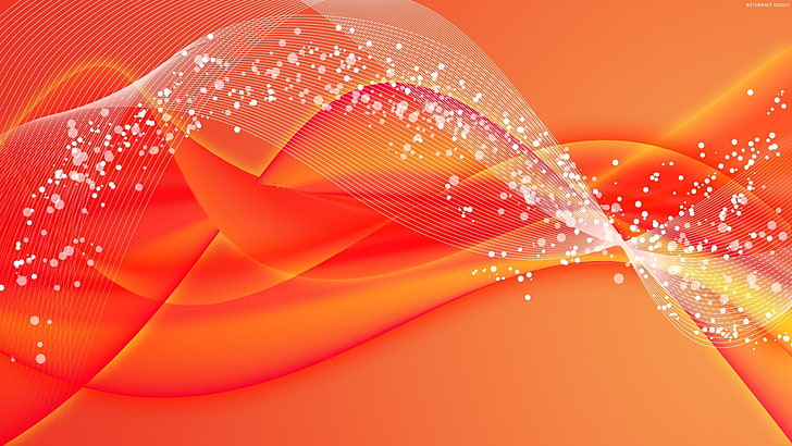 orange spark digital wallpaper, wave, glitter, sequins, abstract, HD wallpaper