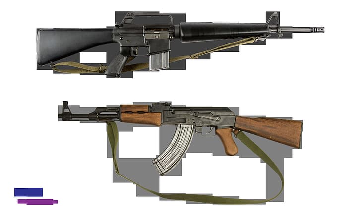 rifles, weapon, M16, AK-47