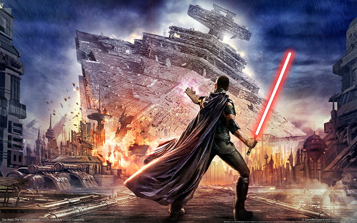 Star Wars: The Force Unleashed, starkiller, video games, Star Destroyer, HD wallpaper