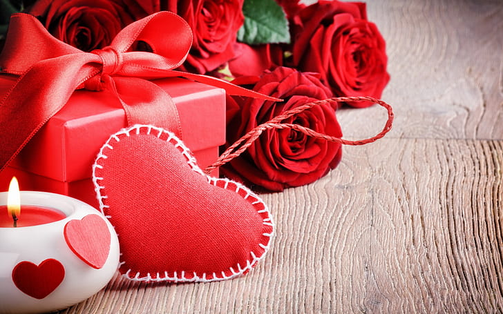 Valentines Day Gift and Hearts, HD wallpaper